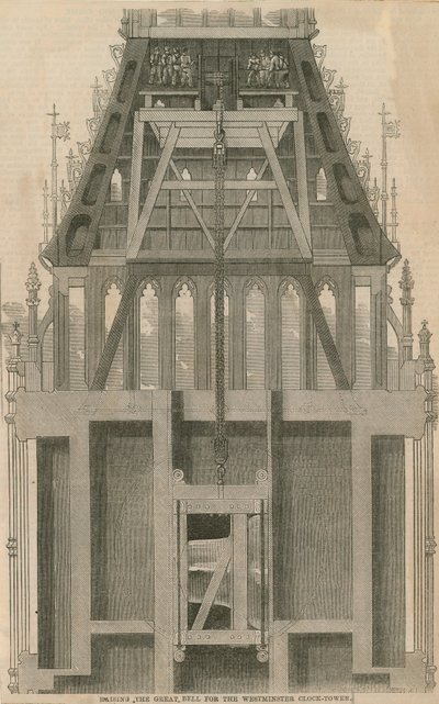Ophijsen van de grote klok voor de Westminster klokkentoren, Londen door English School