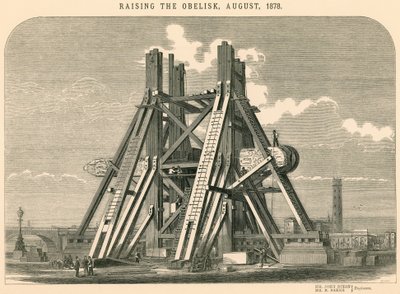 Het oprichten van de obelisk, augustus 1878 door English School