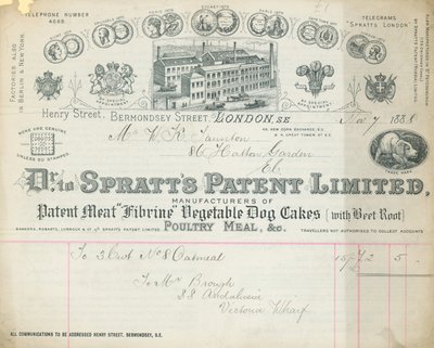 Ontvangstbewijs voor Dr Spratts Patent Limited door English School