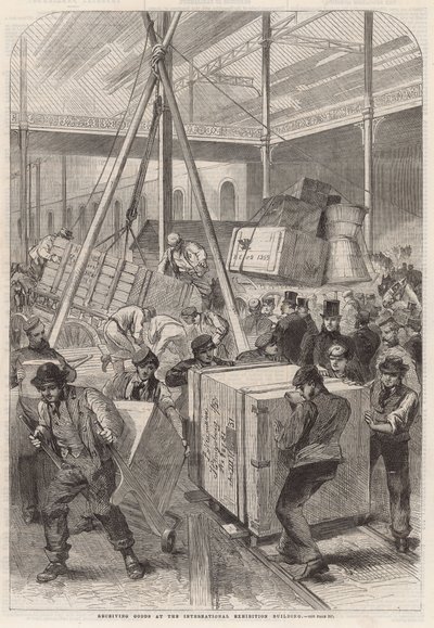 Ontvangst van goederen in het Internationale Tentoonstellingsgebouw door English School