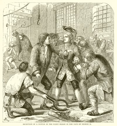 Ontvangst van een Schuldenaar in de Fleet Gevangenis in de Dagen van George II door English School