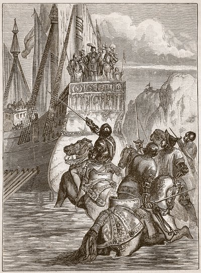 Ontvangst van keizer Sigismund, illustratie uit Cassells Geïllustreerde Geschiedenis van Engeland door English School
