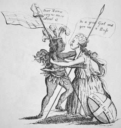 Verzoening tussen Britannia en haar dochter Amerika door English School