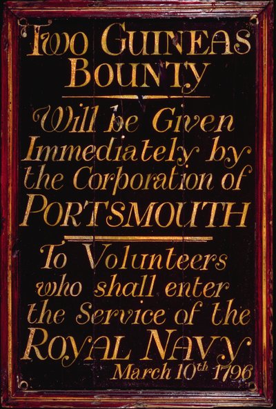 Wervingsbord voor de Royal Navy, 10 maart 1796 door English School