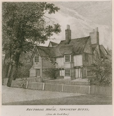 Rectoriaal huis in Newington Butts, Southwark, Londen, vanuit het zuidoosten door English School