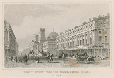 Regent Street, vanaf The Circus, Oxford Street, Londen door English School
