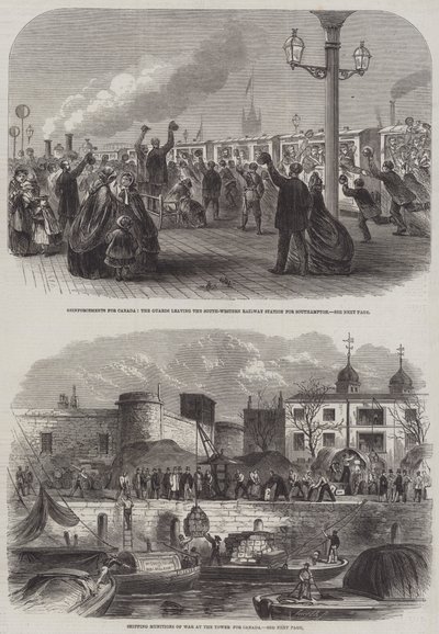 Versterkingen voor Canada (gravure) door English School