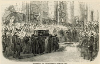 Herbegraving van de resten van John Hunter in Westminster Abbey door English School