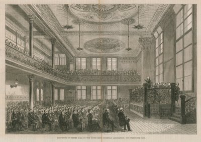 Heropening van Exeter Hall, Londen, door de Jongemannen Christelijke Vereniging door English School