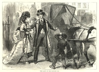 Representatieve Derby Vrouwen: De dame van de hansom cab door English School