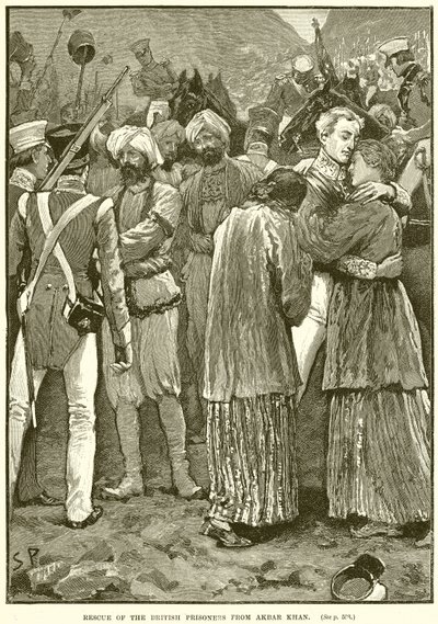 Redding van de Britse gevangenen van Akbar Khan door English School