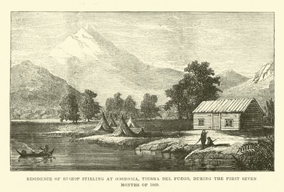 Woning van bisschop Stirling in Ooshooia, Tierra del Fuego, tijdens de eerste zeven maanden van 1869 door English School