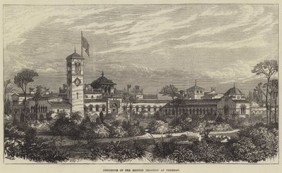 Residentie van de Britse legatie in Teheran (gravure) door English School