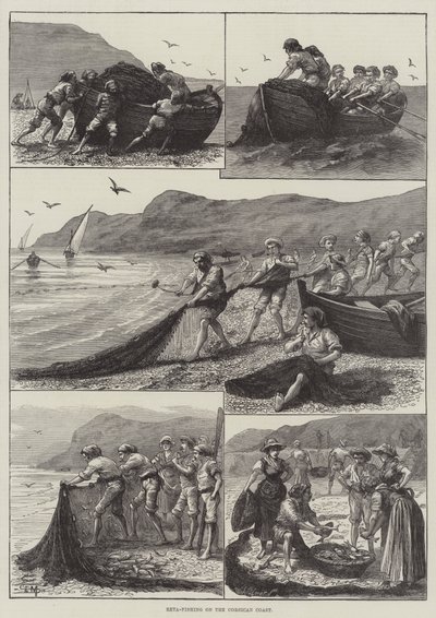 Reta-vissen aan de Corsicaanse kust (gravure) door English School