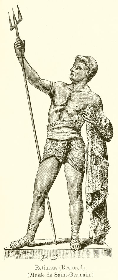 Retiarius (Gereconstrueerd). (Musee de Saint-Germain) door English School