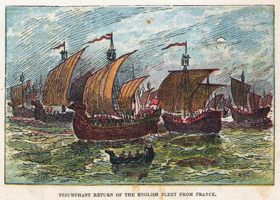 Terugkeer van de Engelse vloot na de slag bij Agincourt door English School