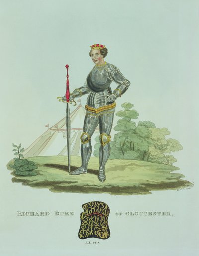 Richard III (1452-85) 1470, gegraveerd door W. Maddocks, uit Oud Wapenrusting door Samuel Rush Meyrick, 1824 door English School