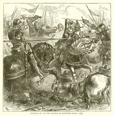 Richard III bij de Slag om Bosworth Field, 1485 door English School