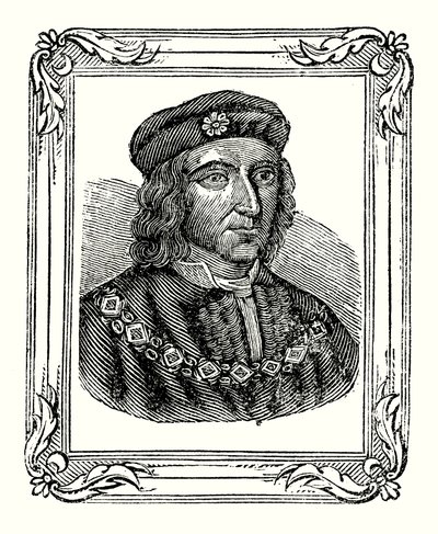 Richard III werd geboren in 1450, gekroond in 1483, gedood in 1485 (gravure) door English School