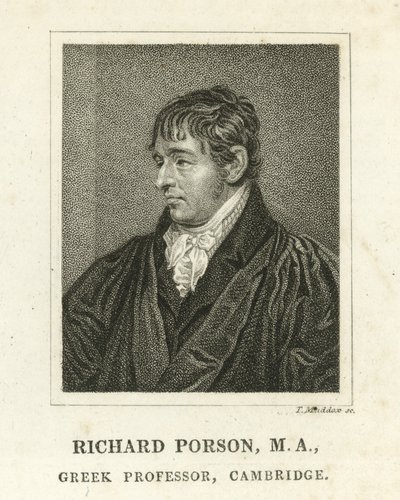Richard Porson, Grieks Professor, Cambridge (gravure) door English School