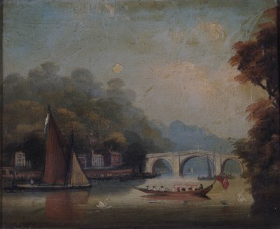 Richmond Bridge kijkend naar Twickenham, Middlesex door English School