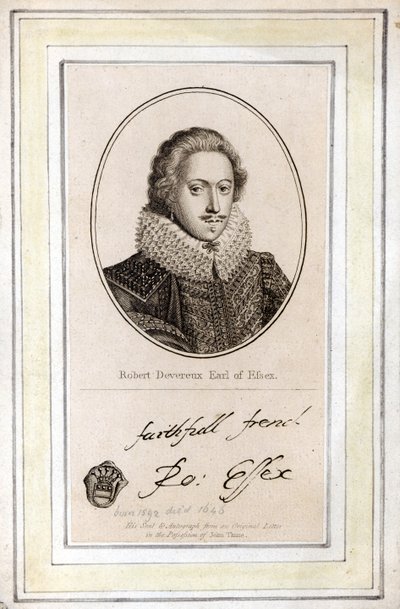 Robert Devereux, 3e Graaf van Essex (1591-1646), zijn Zegel en Handtekening door English School