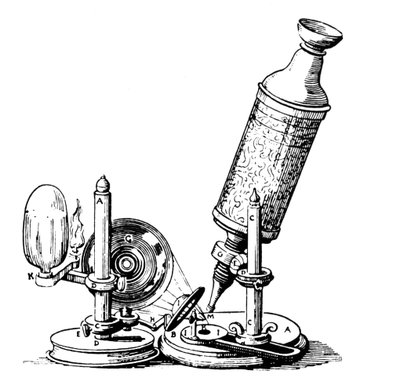 Microscoop van Robert Hooke door English School