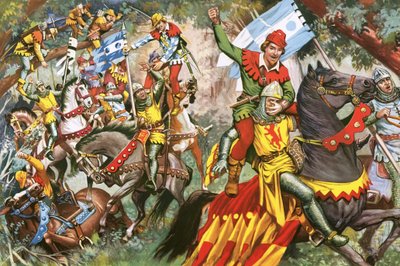 Robin Hood valt Normandische soldaten aan door English School
