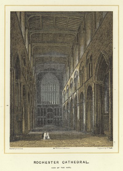 Kathedraal van Rochester, aanzicht van het schip door English School