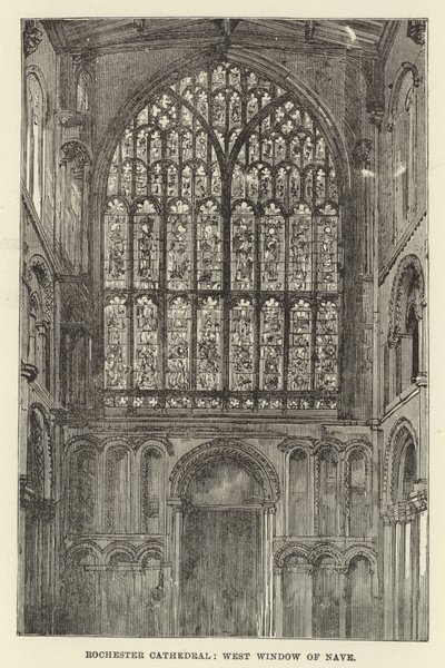 Kathedraal van Rochester, westelijk raam van het schip door English School