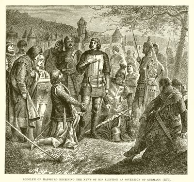 Rudolf van Habsburg ontvangt het nieuws van zijn verkiezing tot soeverein van Duitsland (1273) door English School