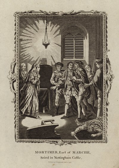 Roger Mortimer gevangen genomen in Nottingham Castle door English School