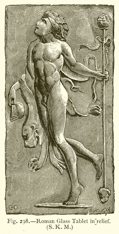 Romeinse glastablet in reliëf door English School