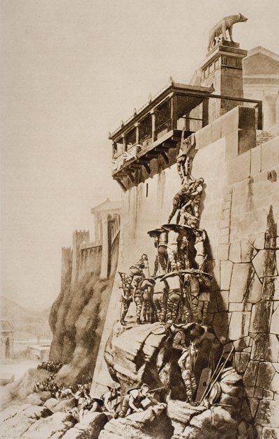 Rome gered door de Heilige Ganzen van Juno, illustratie uit 