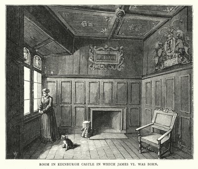 Kamer in Edinburgh Kasteel waar James VI werd geboren door English School