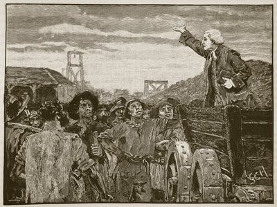 Rowland Hill predikt voor de mijnwerkers van Kingswood, illustratie uit Cassells Geïllustreerde Geschiedenis van Engeland door English School