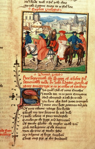 Lydgate en de Canterbury Pelgrims verlaten Canterbury uit 
