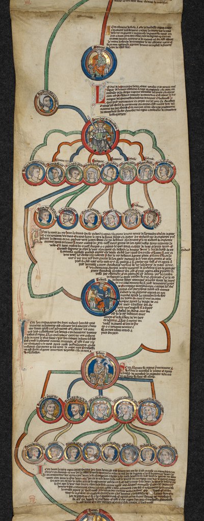 De koninklijke genealogie van Steven tot John, illustratie uit de 