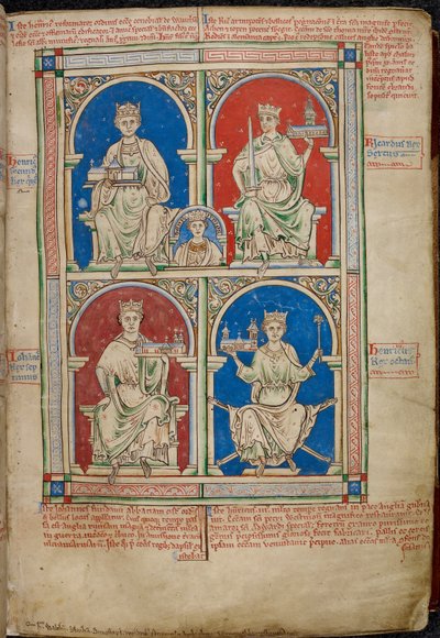 Vier koningen van Engeland: Hendrik II, Richard I, Jan en Hendrik III met Westminster Abbey, uit 