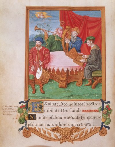 Tudor muzikanten, uit het Psalter van Hendrik VIII door English School