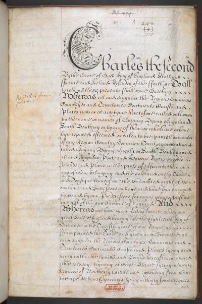 Koninklijk handvest verleend aan de Royal English Merchant Adventurers Company handelend naar Afrika door English School