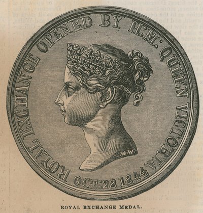 Royal Exchange Medaille, geslagen ter herdenking van de opening van de Royal Exchange in 1844 door English School