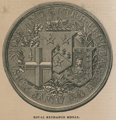Royal Exchange Medaille, geslagen ter herdenking van de opening van de Royal Exchange in 1844 door English School