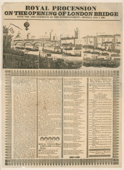 Koninklijke processie bij de opening van de London Bridge, 1 augustus 1831 door English School