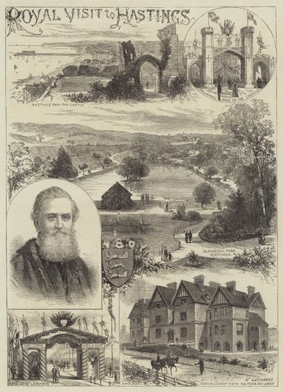 Koninklijk bezoek aan Hastings (gravure) door English School