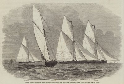 Royal Yacht Squadron Regatta, de Wedstrijd voor de Beker van Hare Majesteit, de Eerste Tack bij Old Castle Point door English School