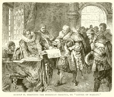 Rudolf II verleent de Boheemse Handvest, of Brief van Majesteit door English School