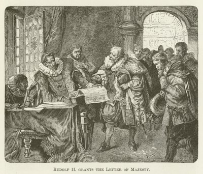 Rudolf II verleent de Majesteitsbrief door English School