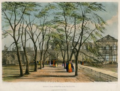 Ruïnes van de Avenue op de Parade, Brand in de Tower of London, 1841 door English School