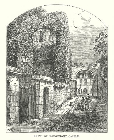 Ruïnes van het kasteel van Rougemont (gravure) door English School